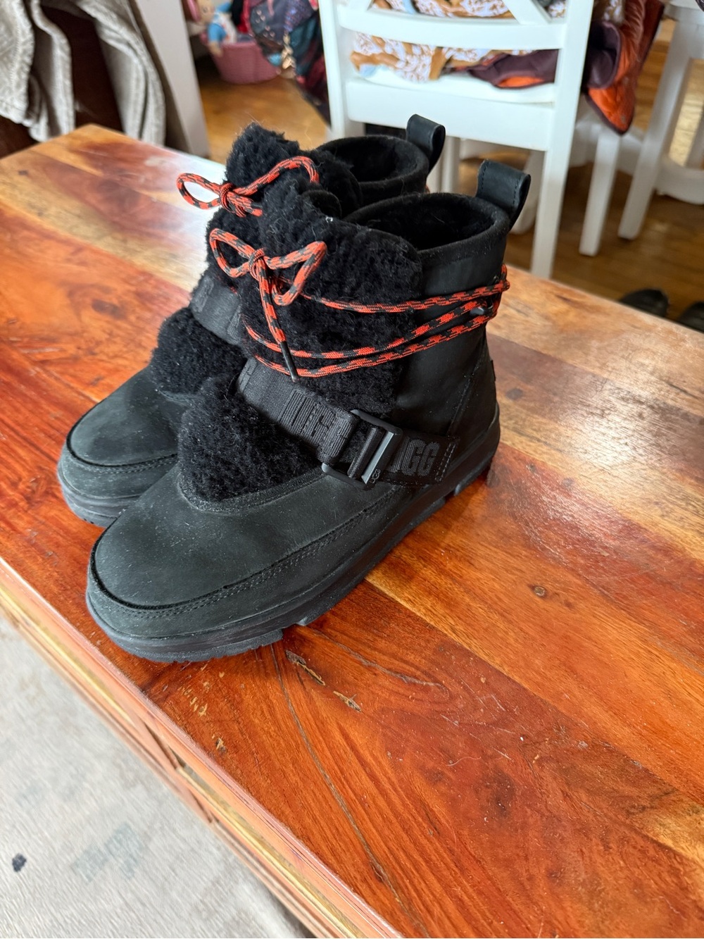 UGG women’s Black Boots with Red Accent Laces